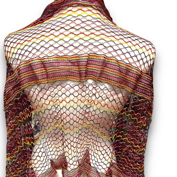 Festive Colorful "Silk Feel" Polyester Mesh Scarf Fringe EUC Decorative Boho - Picture 3 of 10